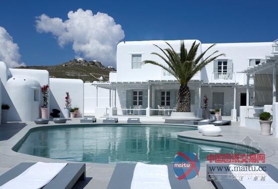 海滩边奢华精致的希腊米科诺斯阿缪斯酒店设计