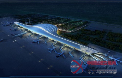 潮水国际机场货运站主厂房屋面梁安装完毕