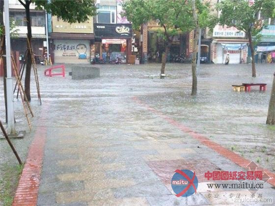 暴雨倾盆路面成汪洋 台湾民众马路上游泳(组图)